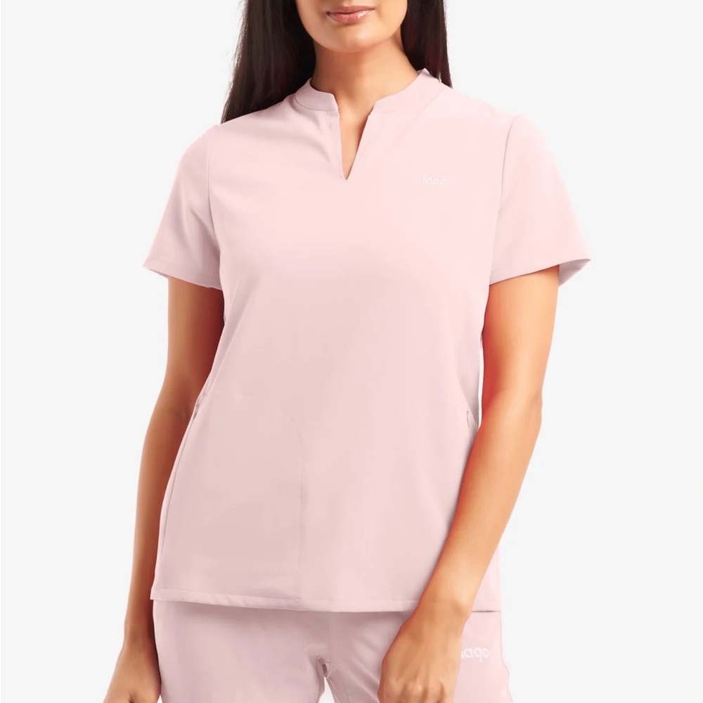 Lago Sparks Blush Short Sleeve Scrub Top and Straight Leg Bottoms SET